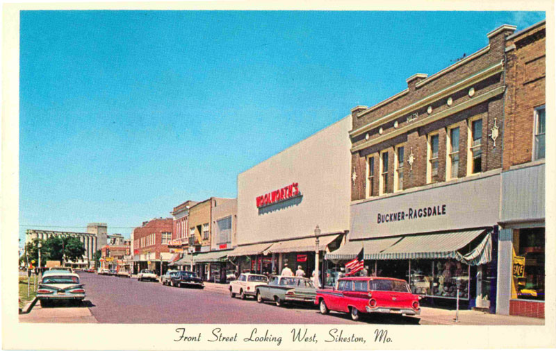 Sikeston, Missouri Front Street Looking West vintage postcard, vintage photo