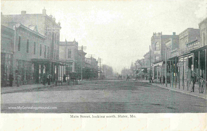 Slater, Missouri Main Street Looking North, vintage postcard, historic photo