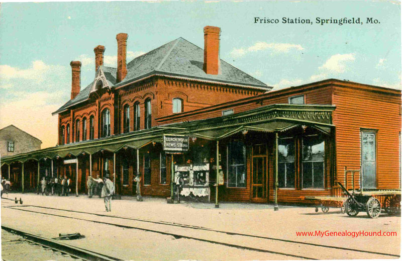 Springfield, Missouri, Frisco Station, Railroad Depot, vintage postcard, Historic Photo