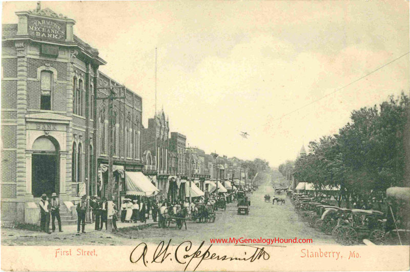 Stanberry, Missouri, First Street, vintage postcard, Historic Photo