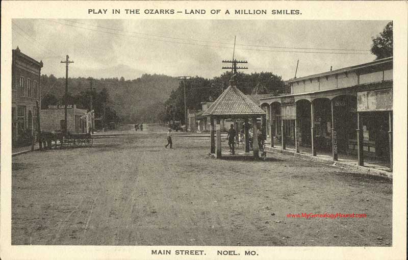 Noel, Missouri Main Street vintage postcard view, antique