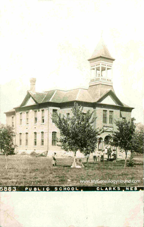 Clarks, Nebraska, Public School, vintage postcard photo