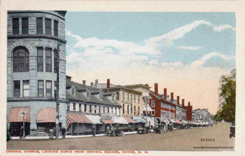 Dover, New Hampshire, Central Avenue, Looking North from Central Square, vintage postcard, photo