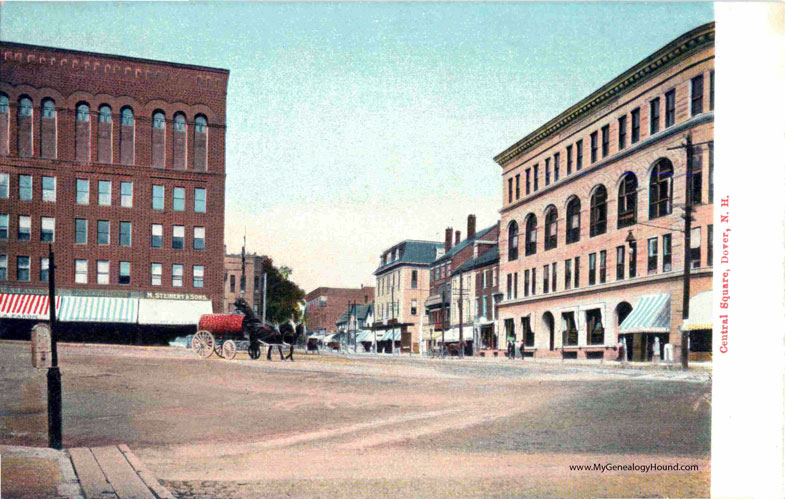 Dover, New Hampshire, Central Square, pre 1908, vintage postcard, photo