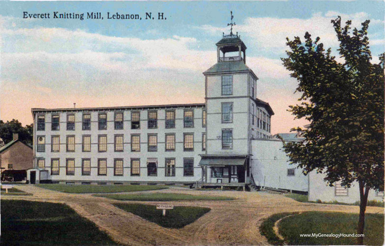 Lebanon, New Hampshire, Everett Knitting Mill, vintage postcard photo