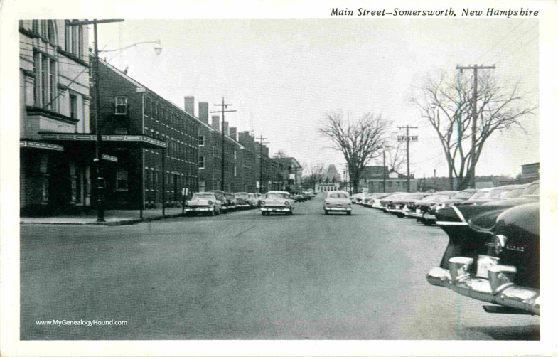 Somersworth, New Hampshire, Main Street, vintage postcard photo