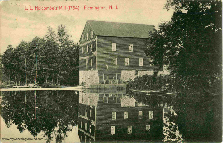 Flemington, New Jersey, L. L. Holcombe's Mill, vintage postcard, historic photo