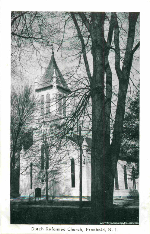Freehold, New Jersey, Dutch Reformed Church, vintage postcard, historic photo