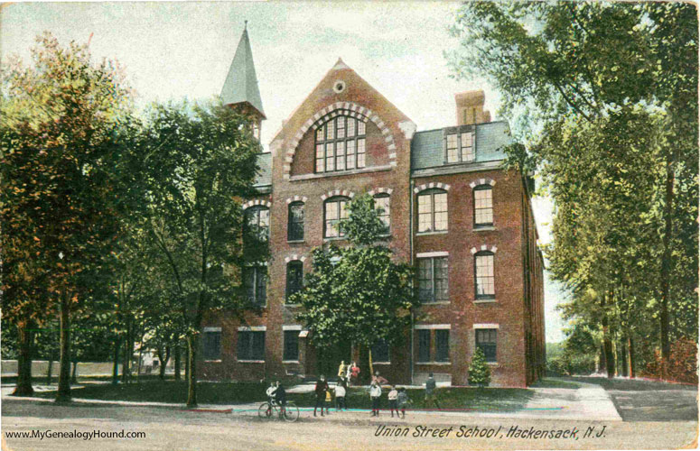 Hackensack, New Jersey, Union Street School, vintage postcard, historic photo