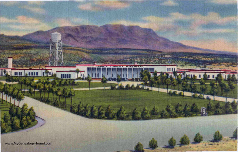 Hot Springs, New Mexico, Carrie Tingley Hospital, vintage postcard photo
