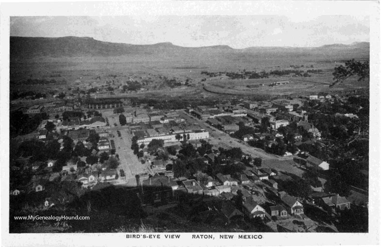Raton, New Mexico, Birds Eye View, vintage postcard photo, view two