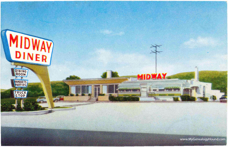 Allentown, Pennsylvania, Midway Diner, vintage postcard photo