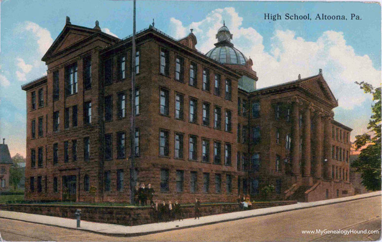 Altoona, Pennsylvania, High School, vintage postcard photo, first photo