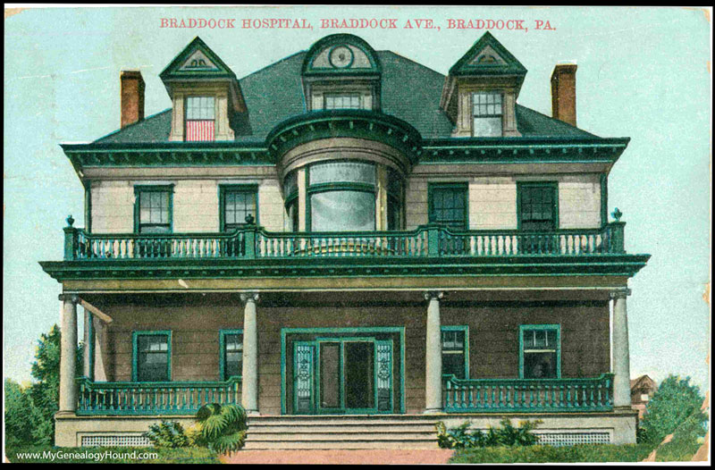 Braddock, Pennsylvania, Braddock Hospital, vintage postcard, historic photo