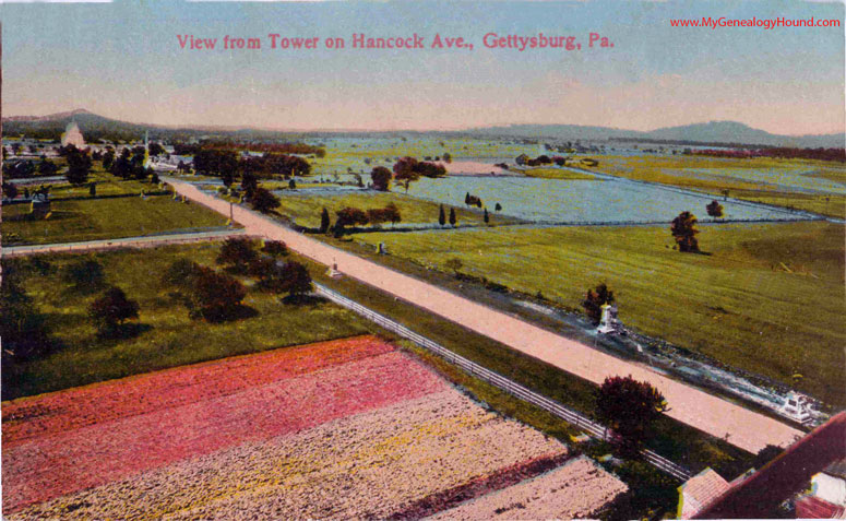 Gettysburg, Pennsylvania, View from Tower on Hancock Avenue, vintage postcard photo
