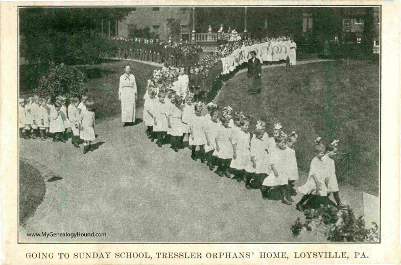 Loysville, Pennsylvania, Tressler Orphans Home, Going to Sunday School, vintage postcard photo
