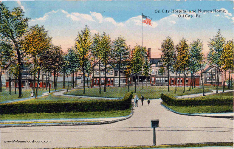 Oil City, Pennsylvania, Oil City Hospital and Nurses Home, vintage postcard photo
