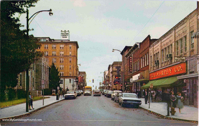 Beckley, West Virginia, Main Street, vintage postcard photo